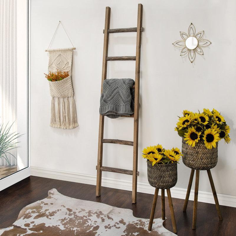 Birch Lane Decorative Tall Leaning Wood Blanket Ladder For Living Room Bedroom Bathroom Decor 19 L x 2 W x 76 H Inches Reviews Wayfair Canada